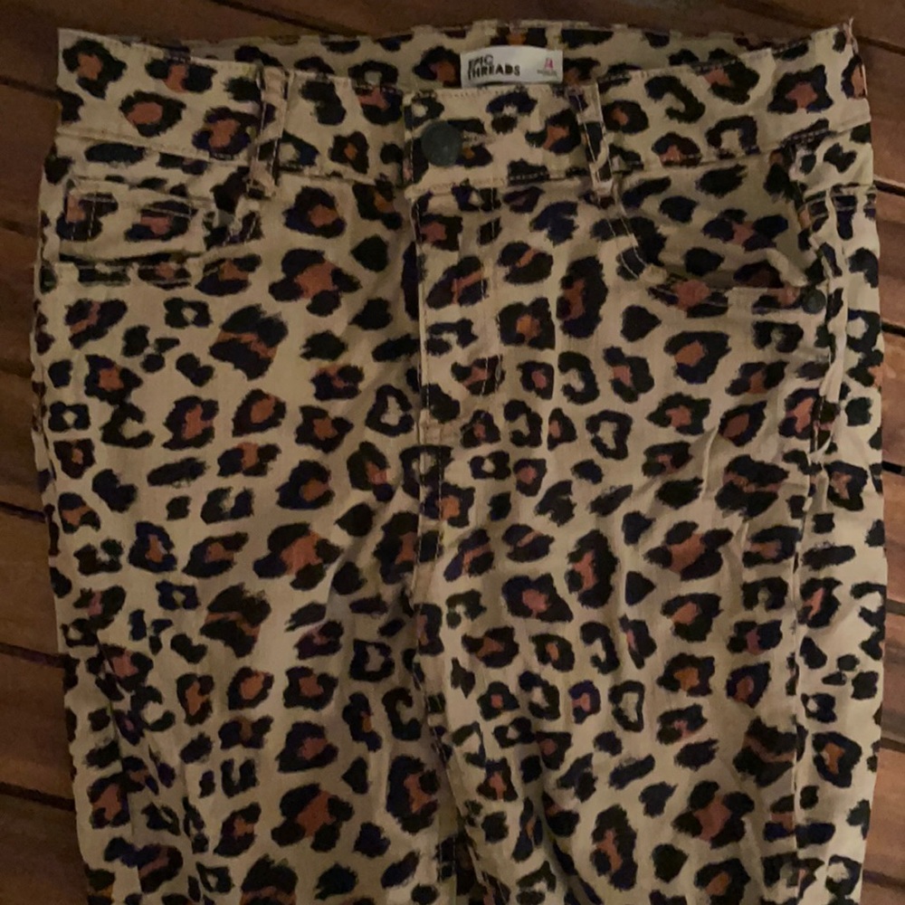 Non distressed leopard girls jeans